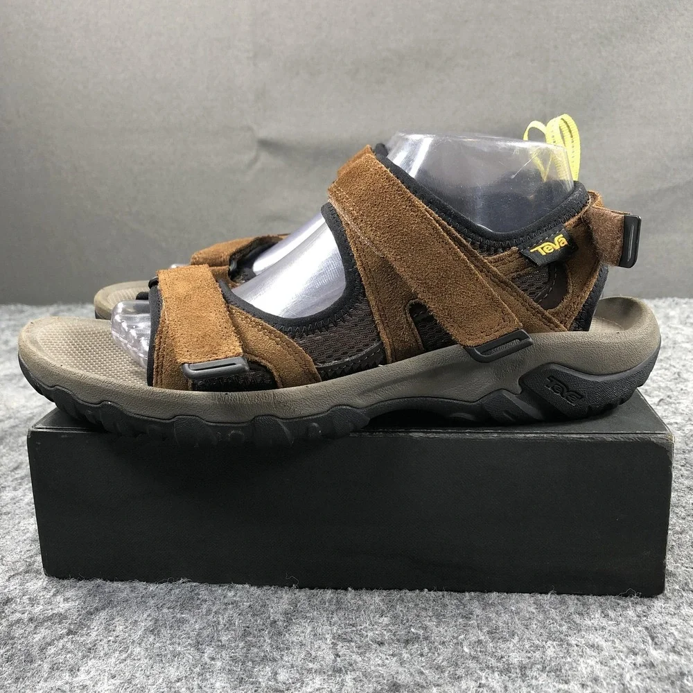 Teva Sandals Mens 8 Brown Suede Hook & Loop Hiking Outdoor Comfort Shoes
